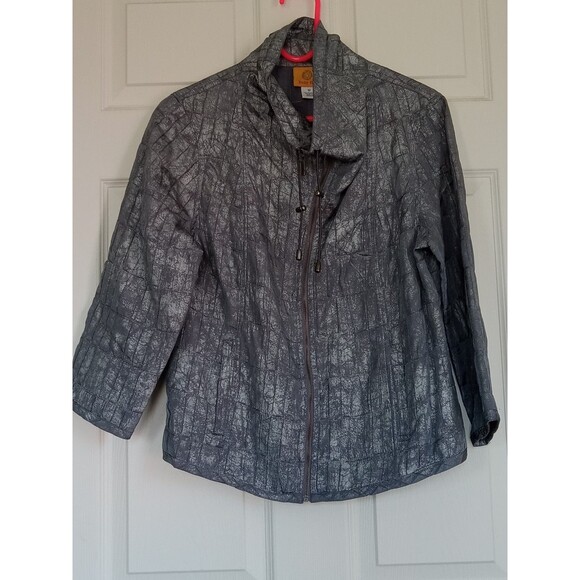 Ruby Rd Cinch Funnel Neck Silver-Gray Lightweight Jacket Women's 12 - Picture 2 of 10